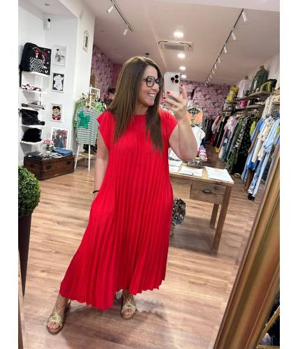 Vestido Plisado Rojo