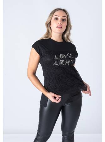 Camiseta encaje Love army negra