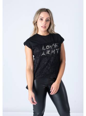 Camiseta encaje Love army negra