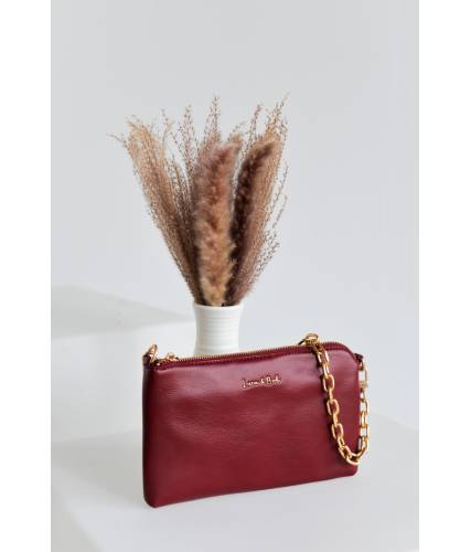 Bolso Baguette plana granate