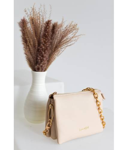 Bolso 3 cuerpos rombos beige