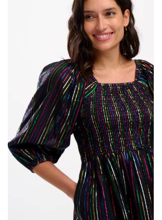 Vestido Lillian Metallic Stripes