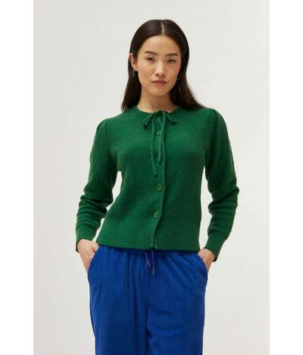 Cardigan de punto lazada verde