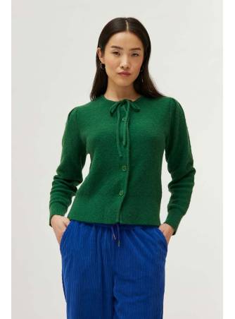 Cardigan de punto lazada verde