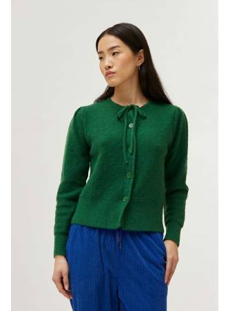 Cardigan de punto lazada verde