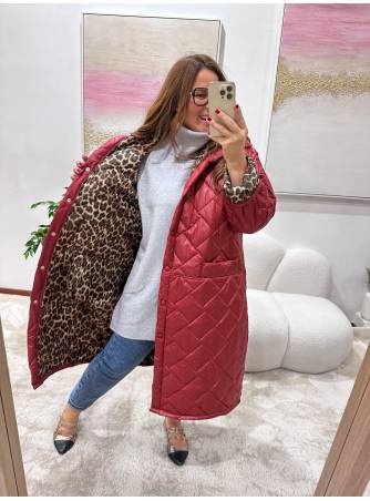 Parka roja animal print