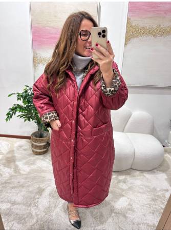 Parka roja animal print