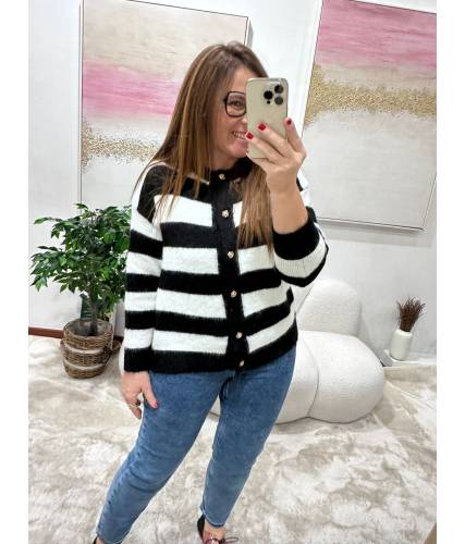 Cardigan Arantxa negro/blanco