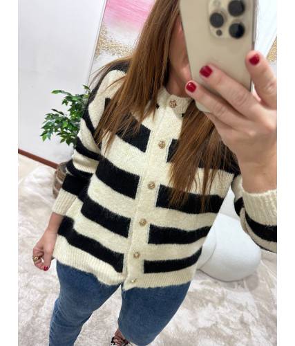 Cardigan Arantxa negro/beige