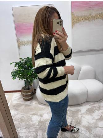 Cardigan Arantxa negro/beige