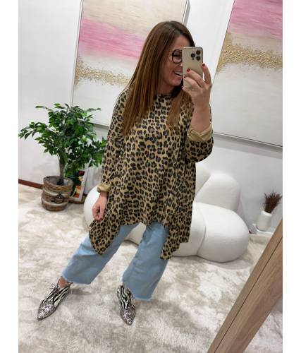 Blusa Dori camel animal print