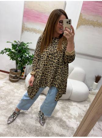 Blusa Dori camel animal print