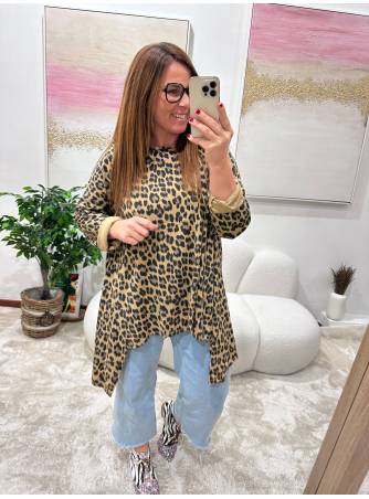 Blusa Dori camel animal print