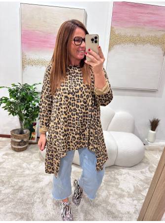 Blusa Dori camel animal print