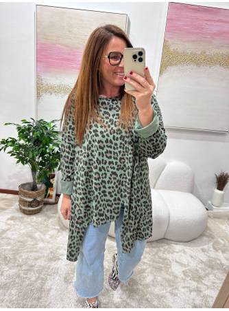 Blusa Dori verde animal print