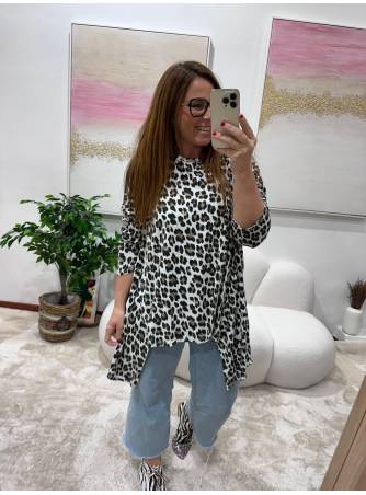 Blusa Dori blanca animal print