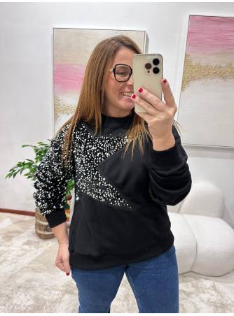 Sudadera estrella lentejuelas negra