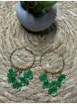 Pendientes aros flores verde