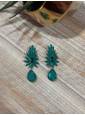 Pendientes espiga pedreria verde enganche clic