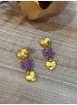 Pendientes corazones lila dorado